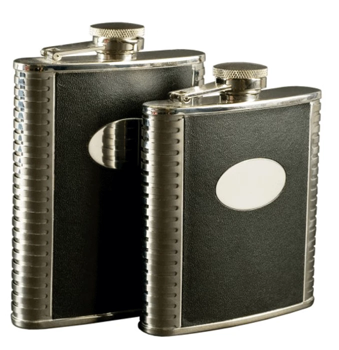 Other Deluxe Leather-Bound Captive-Top Pocket Flask - 8 Oz 1 Other Deluxe Leather-Bound Captive-Top Pocket Flask - 8 Oz