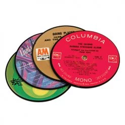 True Fabrications 3 Recycled Record Coasters Set Wine Glass Accessories