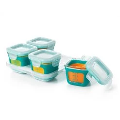 OXO Tot Baby & Toddler OXO Tot 4 Oz. Glass Baby Food Storage Blocks With Silicone Sleeves In Teal (Set Of 4)