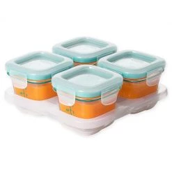 OXO Tot 4 Oz. Glass Baby Food Storage Blocks In Teal (Set Of 4) OXO Tot Baby & Toddler