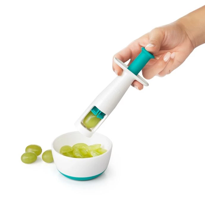 OXO Tot Grape Cutter In Teal 4 OXO Tot Grape Cutter In Teal