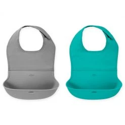 OXO Tot 2-Pack Roll Up Bib In Grey/Teal