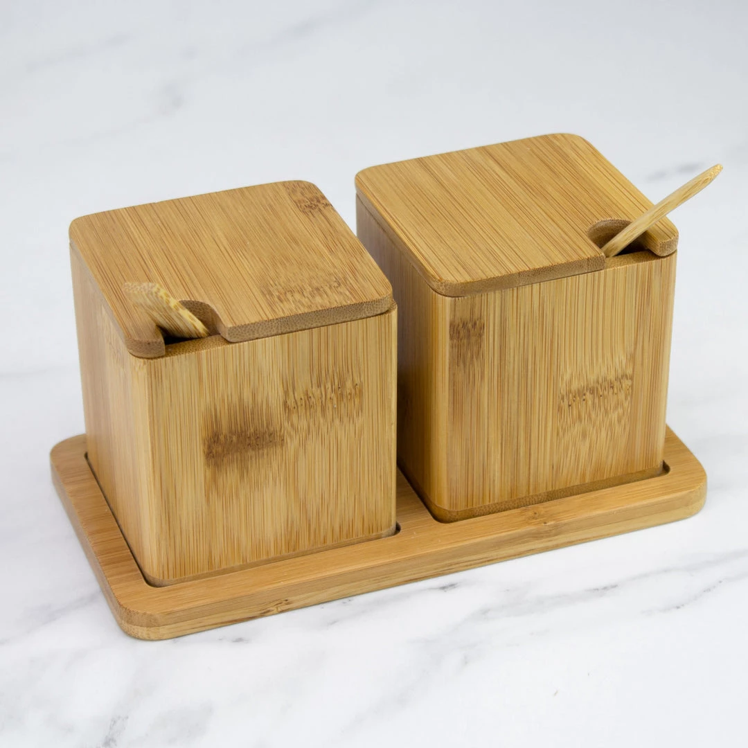 Totally Bamboo Double Dipper Salt Boxes 2 Totally Bamboo Double Dipper Salt Boxes