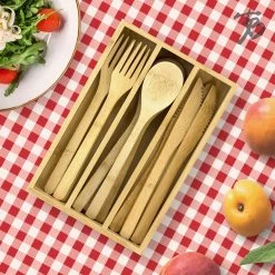 Storage & Organization Totally Bamboo 12-Piece Bamboo Flatware Set With Portable Storage Case