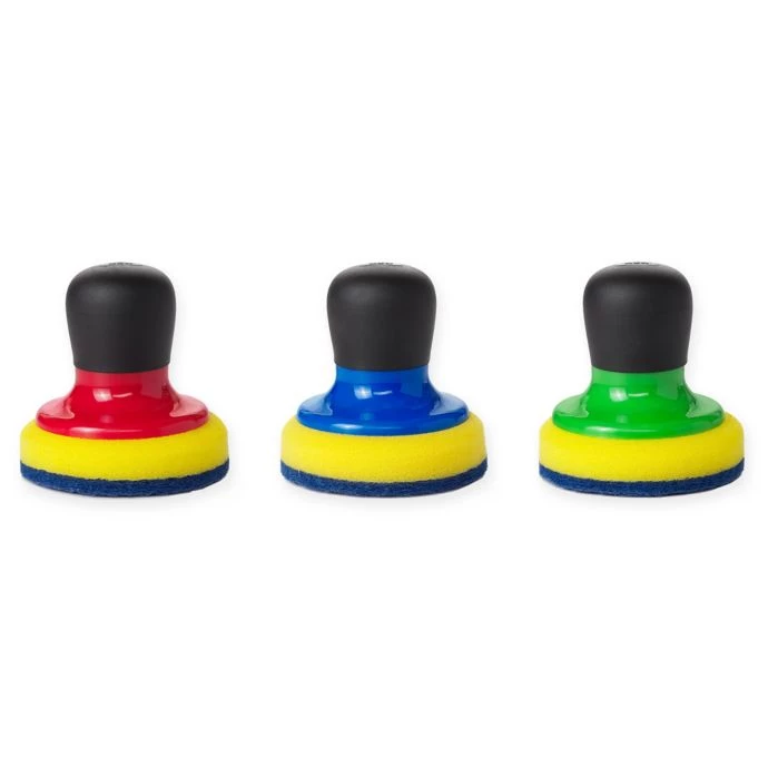 OXO Good Grips 3-Pack Multicolor Non-Scratch Palm Scrubbers 1 OXO Good Grips 3-Pack Multicolor Non-Scratch Palm Scrubbers