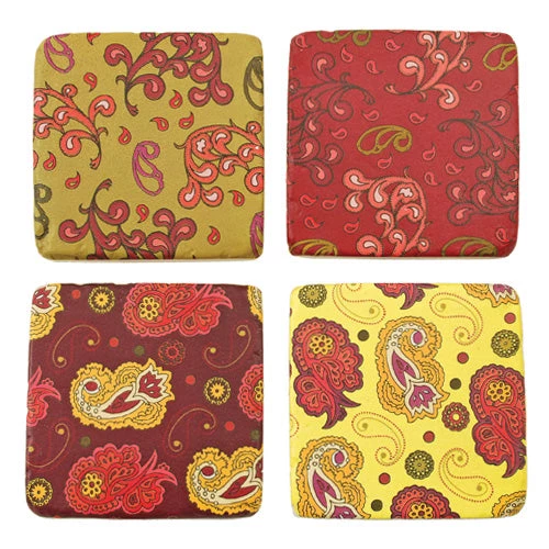 Wine Glass Accessories True Fabrications Paisley Sandstone Coasters 1 Wine Glass Accessories True Fabrications Paisley Sandstone Coasters
