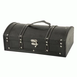 True Fabrications 2-Bottle Antique Black Wine Box