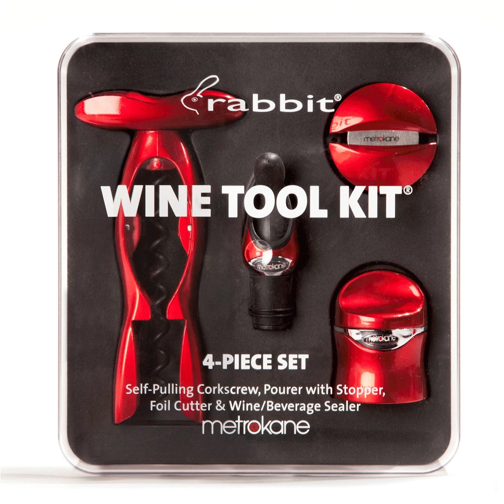 Metrokane Wine Tool Kit - Red Twist Style Corkscrews 1 Metrokane Wine Tool Kit - Red Twist Style Corkscrews