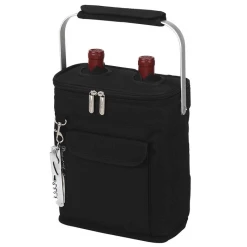 Picnic At Ascot Two Bottle Tote - Black Wine Carry Bags