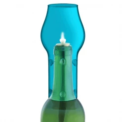 Epic Products Wine Bottle Accessories Glass Bottle Chimney- Aqua