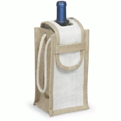 Epic Products Wine Carry Bags Epic Single Bottle Jute Carrier W/ Single Neck Flap