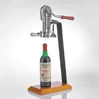 Shopwinestuff Stationary Corkscrews Wine Enthusiast Legacy Stationary Corkscrew With Birch Stand- Antique Pewter