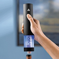 Wine Enthusiast Electric Blue Push-Button Corkscrew- Black 5 Wine Enthusiast Electric Blue Push-Button Corkscrew- Black