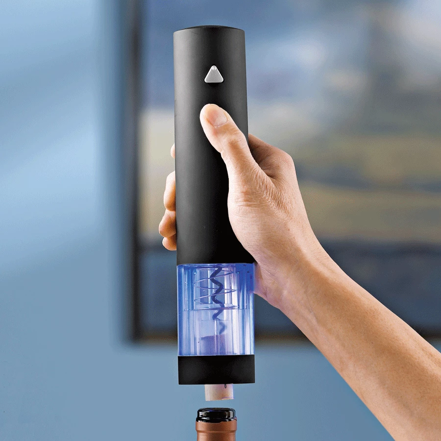 Wine Enthusiast Electric Blue Push-Button Corkscrew- Black 3 Wine Enthusiast Electric Blue Push-Button Corkscrew- Black