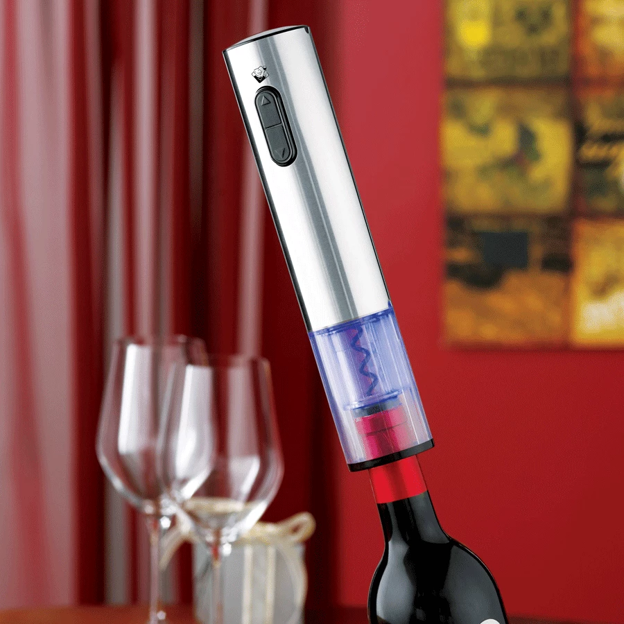 Wine Enthusiast Electric Corkscrews Electric Blue Push-Button Corkscrew- Stainless Steel 5 Wine Enthusiast Electric Corkscrews Electric Blue Push-Button Corkscrew- Stainless Steel