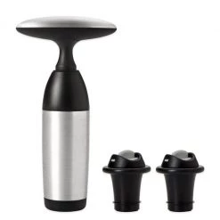 OXO SteeL Vacuum Wine Preserver With 2 Stoppers Cook With OXO
