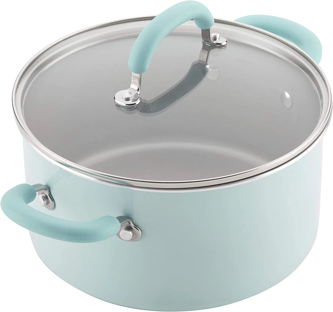 Rachael Ray Create Delicious Nonstick Cookware Pots And Pans Set, 13 Piece, Light Blue Shimmer 6 Rachael Ray Create Delicious Nonstick Cookware Pots And Pans Set, 13 Piece, Light Blue Shimmer
