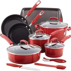 Rachael Ray Brights Nonstick 14 Piece Cookware Set - Red