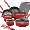 Rachael Ray Brights Nonstick 14 Piece Cookware Set - Red