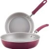 Rachael Ray Create Delicious 2 Piece Nonstick Skillet Set, Burgundy Shimmer