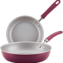 Rachael Ray Create Delicious 2 Piece Nonstick Skillet Set, Burgundy Shimmer