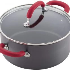 Rachael Ray Create Delicious Hard Anodized Nonstick Cookware Pots And Pans Set, 11 Piece, Gray With Red Handles 9 Rachael Ray Create Delicious Hard Anodized Nonstick Cookware Pots And Pans Set, 11 Piece, Gray With Red Handles