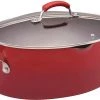 Rachael Ray Brights Nonstick Pasta Stock Pot With Lid And Spout, 8 Quart, Red Gradient