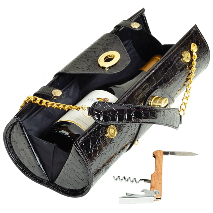 Picnic At Ascot Wine Carrier & Purse - Black 2 Picnic At Ascot Wine Carrier & Purse - Black