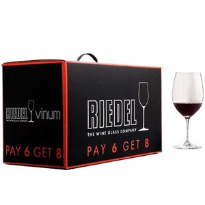 Riedel Value Sets Riedel Vinum Bordeaux / Cabernet Stemware, Set Of 6 + 2 Free (Set Of 8) 2 Riedel Value Sets Riedel Vinum Bordeaux / Cabernet Stemware, Set Of 6 + 2 Free (Set Of 8)