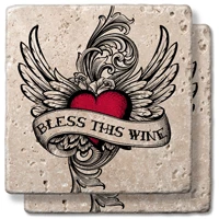 Epic Products Winged Heart Stone Coaster Set Wine Glass Accessories 3 Epic Products Winged Heart Stone Coaster Set Wine Glass Accessories
