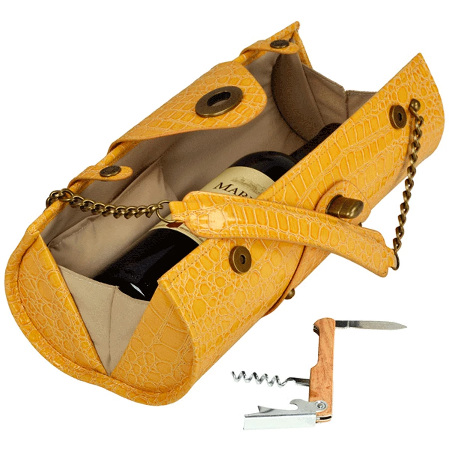 Picnic At Ascot Wine Carrier & Purse - Orange Wine Carry Bags 3 Picnic At Ascot Wine Carrier & Purse - Orange Wine Carry Bags