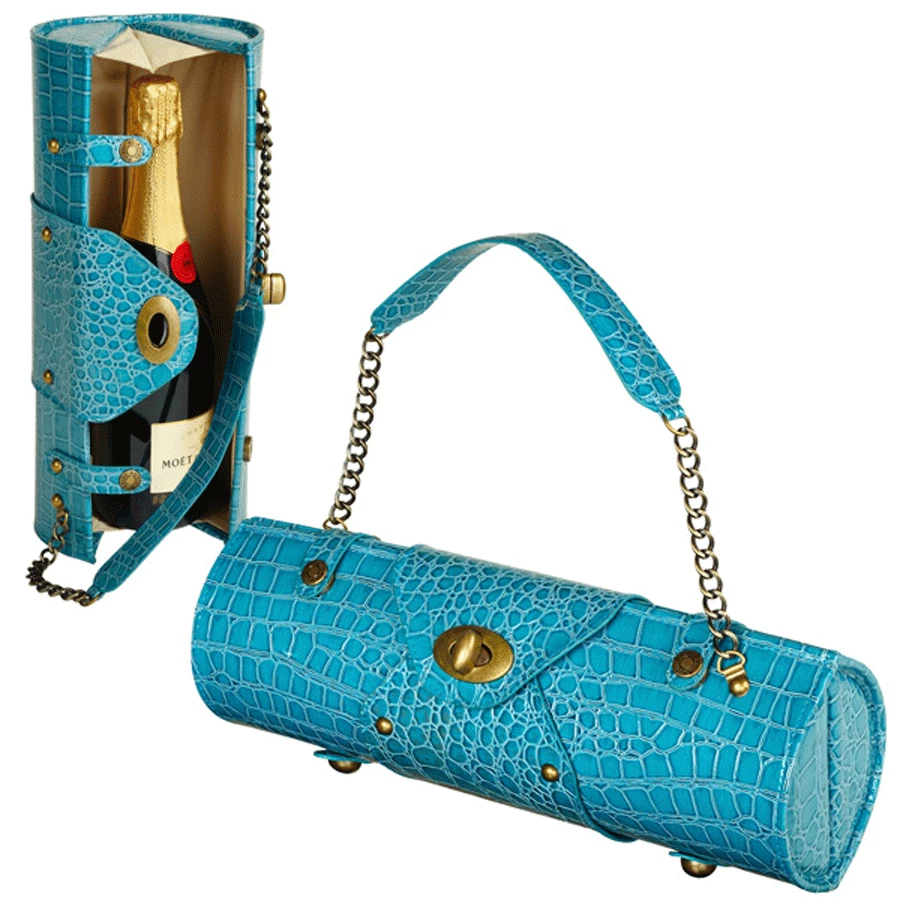 Picnic At Ascot Wine Carrier & Purse - Turquoise Wine Carry Bags 1 Picnic At Ascot Wine Carrier & Purse - Turquoise Wine Carry Bags
