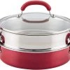 Rachael Ray Create Delicious Nonstick Multi-Pot/Steamer Set, 3 Piece, Red Shimmer