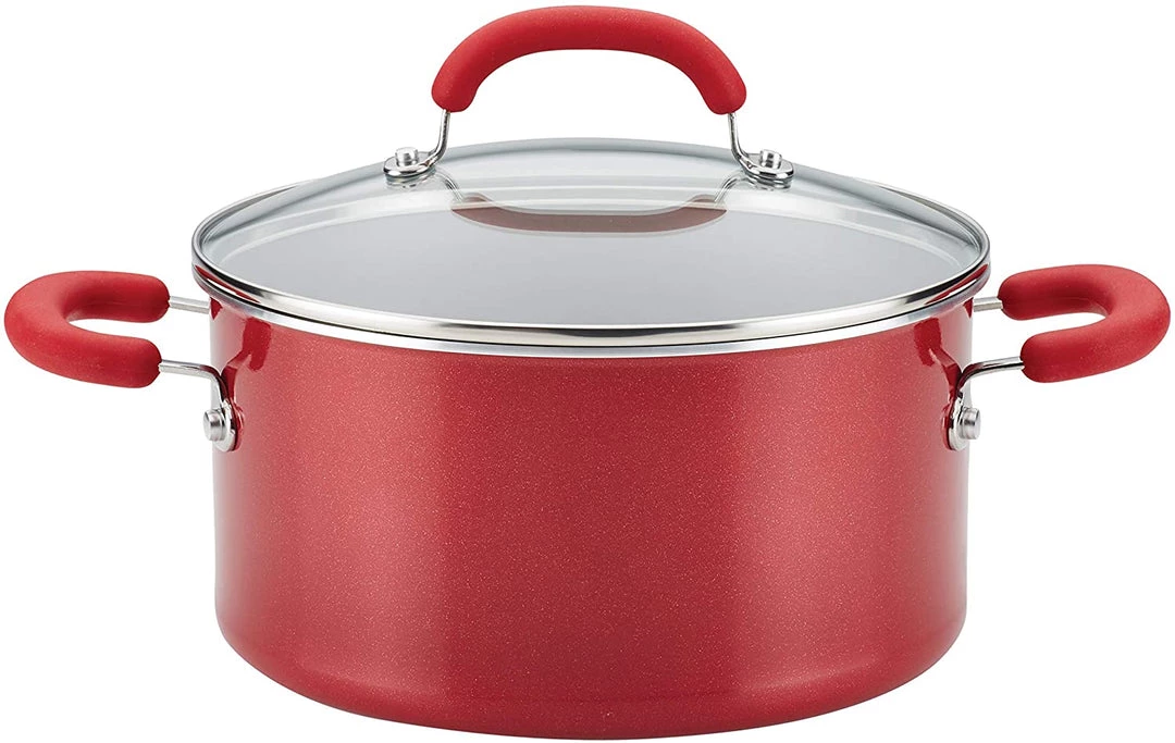 Rachael Ray Create Delicious Nonstick Stock Pot/Stockpot With Lid - 6 Quart, Red Shimmer 1 Rachael Ray Create Delicious Nonstick Stock Pot/Stockpot With Lid - 6 Quart, Red Shimmer