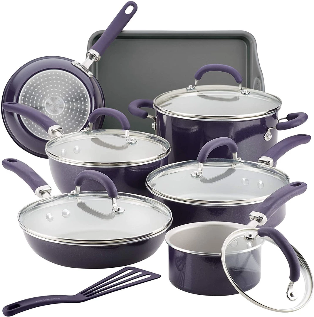 Rachael Ray Create Delicious Nonstick Cookware Pots And Pans Set, 13 Piece, Purple Shimmer 1 Rachael Ray Create Delicious Nonstick Cookware Pots And Pans Set, 13 Piece, Purple Shimmer