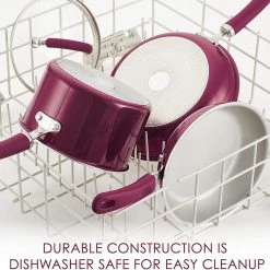 Rachael Ray Create Delicious Nonstick Cookware Pots And Pans Set, 13 Piece, Burgundy Shimmer