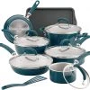 Rachael Ray Create Delicious Nonstick Cookware Pots And Pans Set, 13 Piece, Teal Shimmer