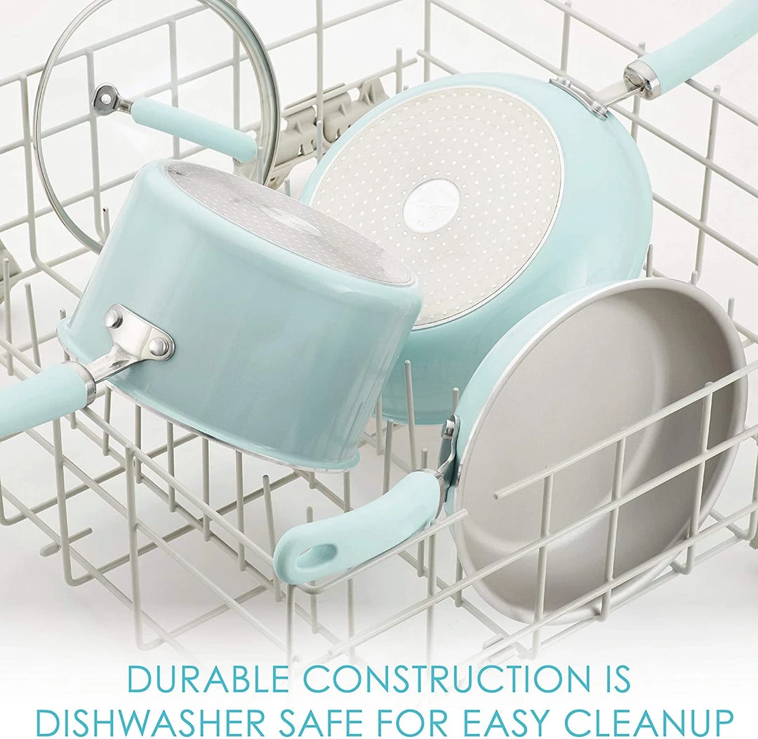 Rachael Ray Create Delicious Nonstick Cookware Pots And Pans Set, 13 Piece, Light Blue Shimmer 4 Rachael Ray Create Delicious Nonstick Cookware Pots And Pans Set, 13 Piece, Light Blue Shimmer