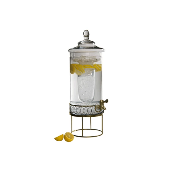 Artland 3 Gallon Kingston Glass Beverage Server With Ice Chiller- Antique Gold 1 Artland 3 Gallon Kingston Glass Beverage Server With Ice Chiller- Antique Gold