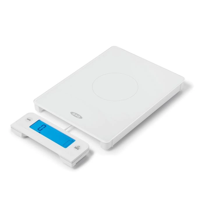 OXO Good Grips Glass Scale With Pull-Out Digital Display In White Cook With OXO 2 OXO Good Grips Glass Scale With Pull-Out Digital Display In White Cook With OXO