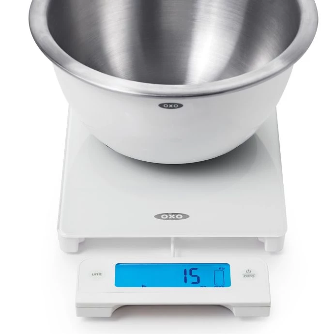 OXO Good Grips Glass Scale With Pull-Out Digital Display In White Cook With OXO 4 OXO Good Grips Glass Scale With Pull-Out Digital Display In White Cook With OXO