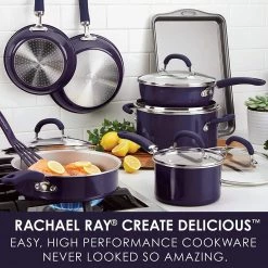 Rachael Ray Create Delicious Nonstick Cookware Pots And Pans Set, 13 Piece, Purple Shimmer 15 Rachael Ray Create Delicious Nonstick Cookware Pots And Pans Set, 13 Piece, Purple Shimmer