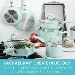 Rachael Ray Create Delicious Nonstick Cookware Pots And Pans Set, 13 Piece, Light Blue Shimmer 11 Rachael Ray Create Delicious Nonstick Cookware Pots And Pans Set, 13 Piece, Light Blue Shimmer