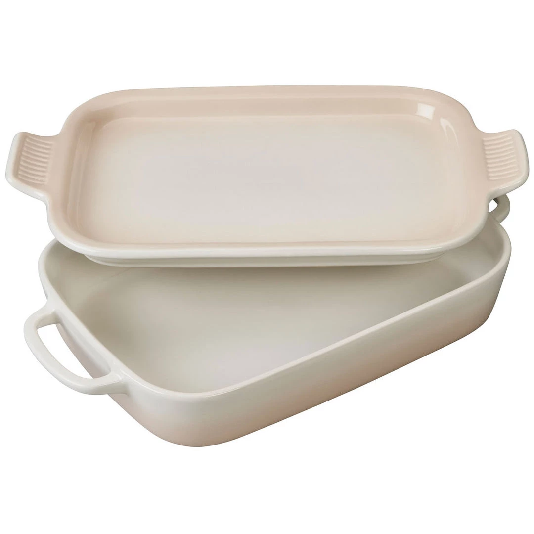 Le Creuset Bakeware Le Creuset 2.75 Quart Heritage Stoneware Rectangular Casserole With Platter Lid 3 Le Creuset Bakeware Le Creuset 2.75 Quart Heritage Stoneware Rectangular Casserole With Platter Lid