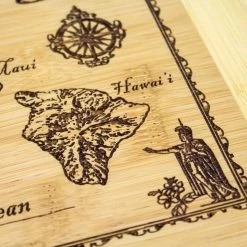 Hawaiian Collection Totally Bamboo Vintage Hawaiian Islands Map Engraved Bamboo Serving And Cutting Board