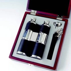 Other Flasks Binoculars Flask Set, Stainless Steel In Wood Box - 8 Oz