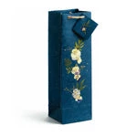 True Fabrications Blue Wildflowers Wine Gift Bag - Set Of 4