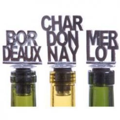Oenophilia Varietals Stopper Set, Bord, Chard, Merlot Wine Bottle Stoppers
