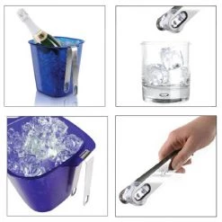 Metrokane Rabbit Ice Bucket With Stainless Tongs, Blue Ice Machines/Buckets