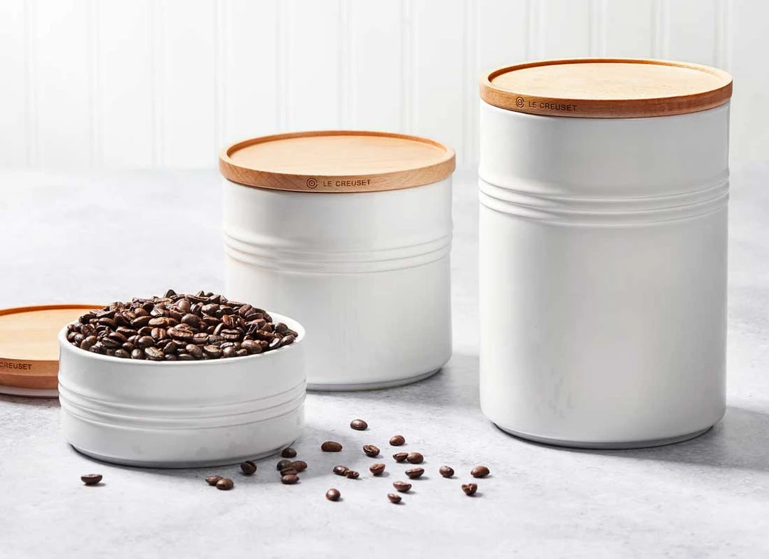 Le Creuset 1.5 Quart Stoneware Storage Canister W/Wood Lid Le Creuset Wine & Kitchen Tools 7 Le Creuset 1.5 Quart Stoneware Storage Canister W/Wood Lid Le Creuset Wine & Kitchen Tools